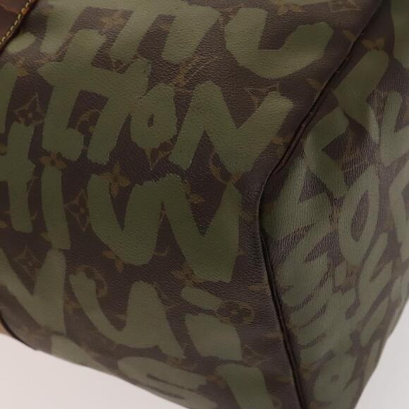 LOUIS VUITTON Monogram Graffiti Keepall 50 Boston Bag Khaki M92196 - Picture 15 of 16